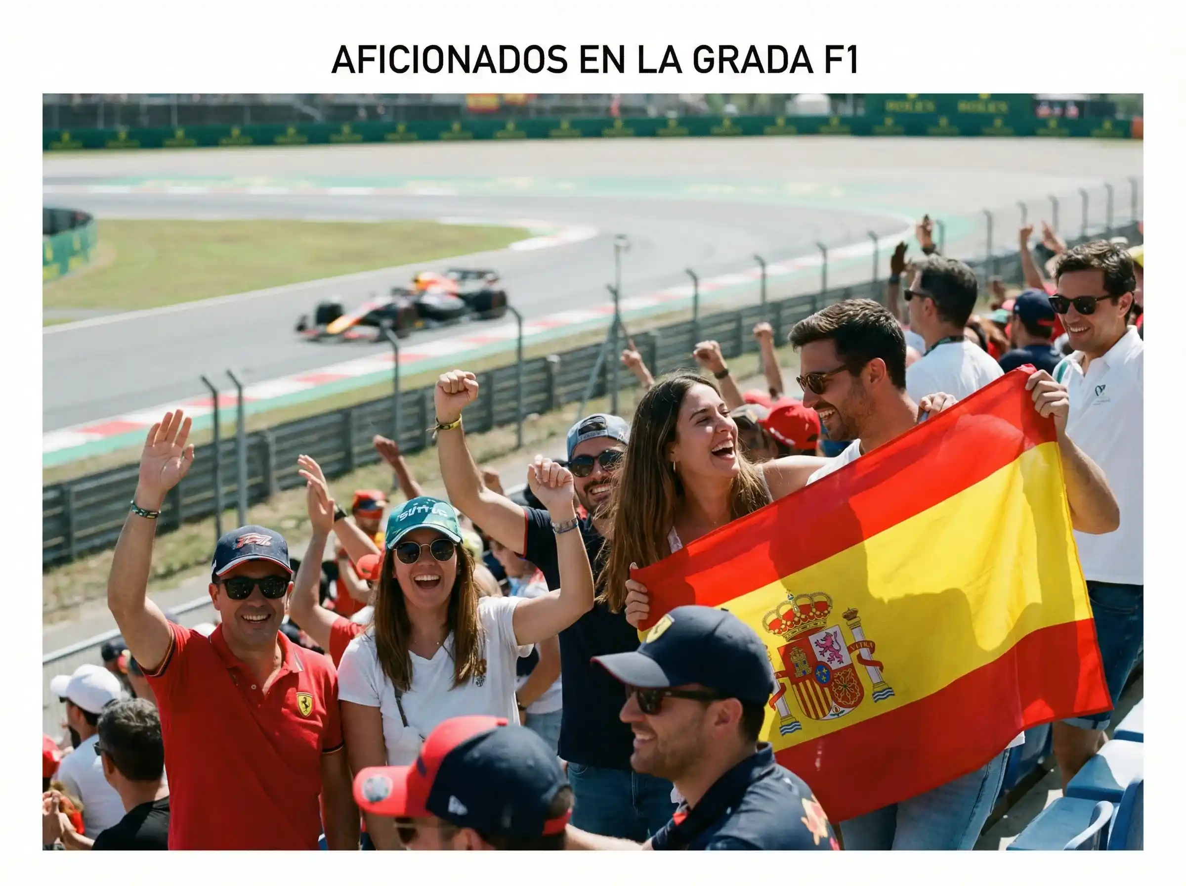 Aficionados celebrando en las gradas durante un Gran Premio de Fórmula 1