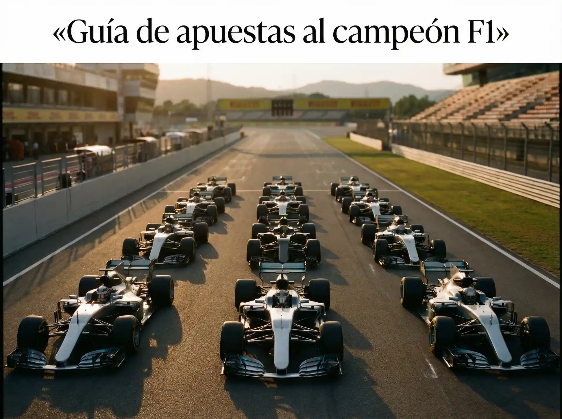 Monoplazas de Fórmula 1 en parrilla de salida durante el Gran Premio